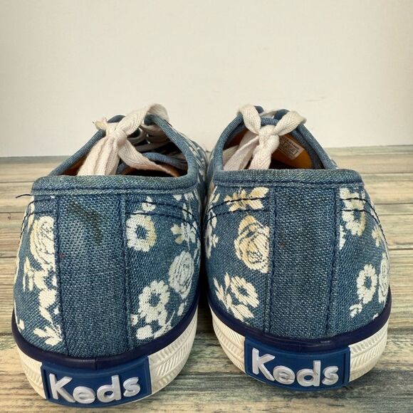 Keds Comfy Lace Up Walking Sneakers Blue Floral Print- Sz 6.5 - Picture 5 of 15